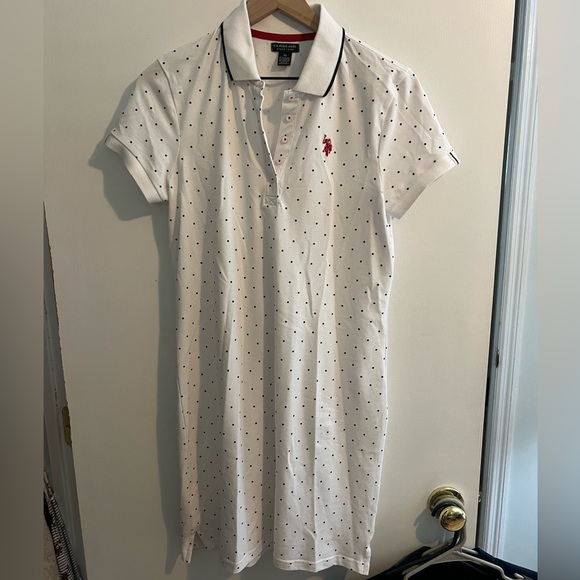 Polo by Ralph Lauren White Dress with Navy Dots - Picture 1 of 2